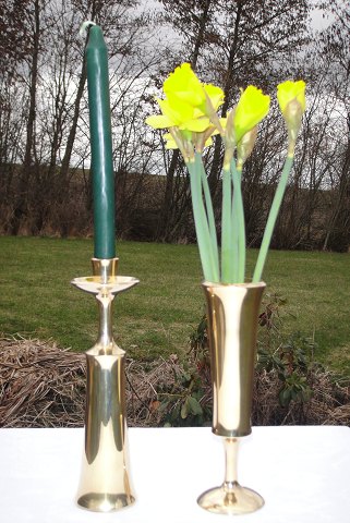 Danish design Pair brass candlesticks