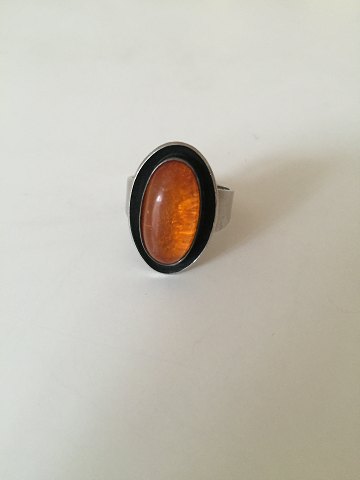 N.E. From Sterling Silver Ring with Amber