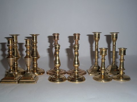 Mini Brass candlesticks, England and Denmark approx. 1880-1920.