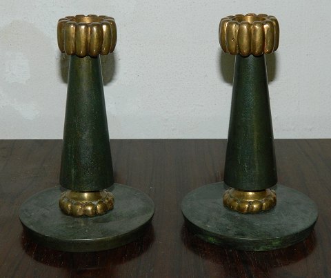 Pair of candlesticks in bronze from the Art Deco period