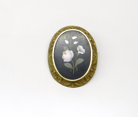 Smuk Victoriansk Pietra dura broche