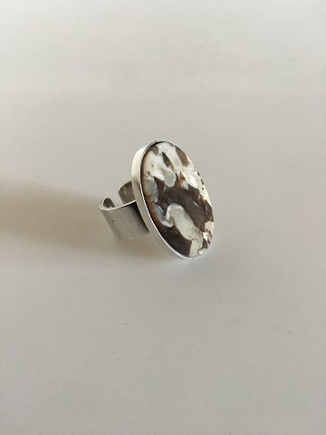 Georg Jensen Sterling Silver Ring No 188A with Coffee / Creme Colored Stone