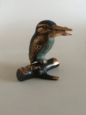 Stiig Kalsing Bronze Figurine of Kingfisher with Fish