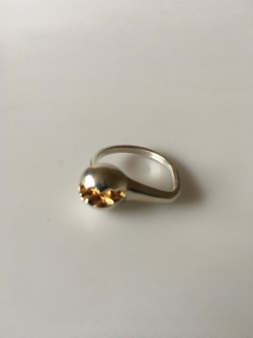 Georg Jensen Sterling Sølv Ring No 341 med Forgyldt Stykke