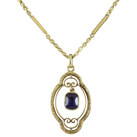 Bernhard Hertz; Necklace of 14k gold set with a sapphire