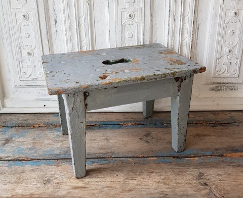 Beautiful old gray painted stool