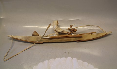 Small model of Inuit sealer from Greenland in Kayak