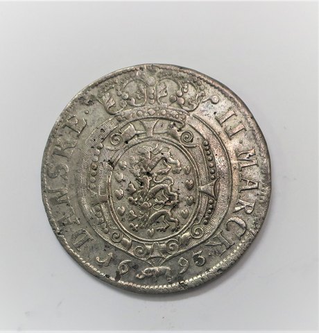 Dänemark. Glückstadt. Christian V. Silbermünze. 2 Mark 1693. Schöne Münze.