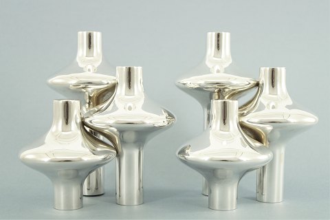 A. Michelsen, Eigil Jensen; A pair of candlesticks made in sterling silver, 
Danish design