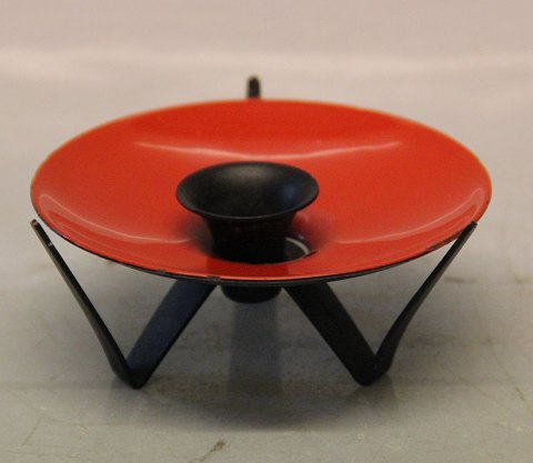 Retro Red & Black Metal 
enamel  Krenit Candlestick 4 x 9.5  cm