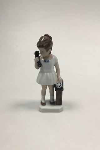 Lyngby Porcelain Figurine of Girl with Telephone, "Gitte" No 73