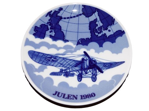 Porsgrund Norway 
Pioneer Christmas Plate 1980 Airplane