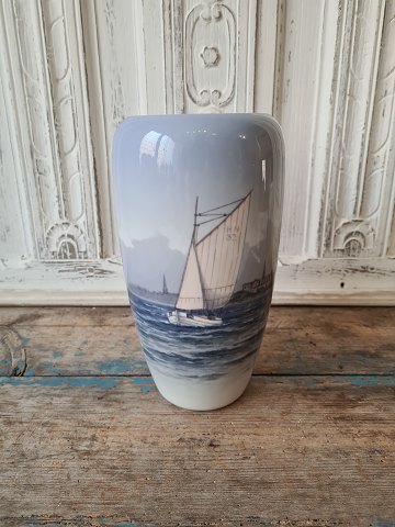 Royal Copenhagen Vase decorated with sailboat no. 2609/1049