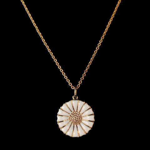 Georg Jensen; A Daisy necklace of gilt sterling silver and enamel 18 mm