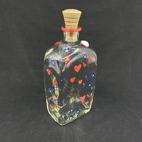 Enamel painted canteen bottle from Holmegaard, red heart