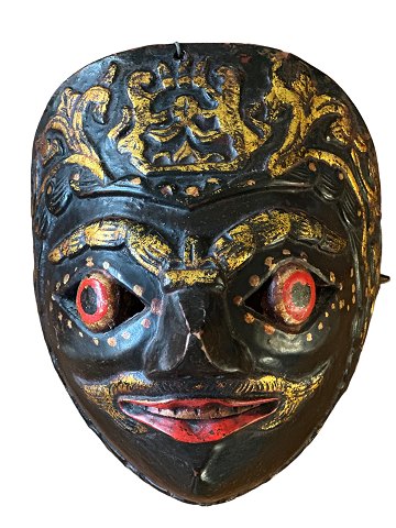 Indonesisk Wayang Topeng teater-maske / danse-maske fra Java eller Bali, senere 
del af det 20. århundrede.