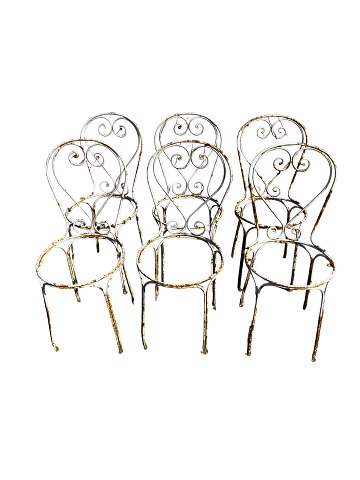Seks Franske stole, jern, originale, 1950erne
Flot stand
