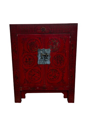 Kinesisk skab - rødlige mønstre - patina - 1920
Flot stand
