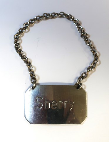 Silbernes Weinetikett (925). Sherry. Breite 4 cm.