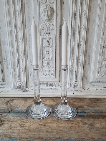 Maria Berntsen for Holmegaard pair of Outline candlesticks in solid glass