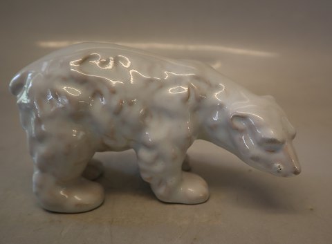 Michael Andersen 4055 Walking polarbear 7 x 14 cm White Glaze Bornholm Pottery