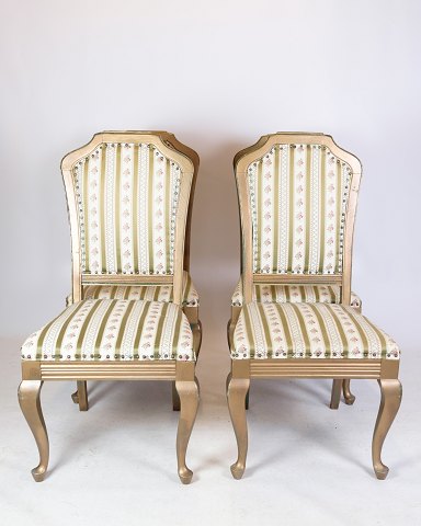 Four Rococo chairs - Gilt wood - Striped fabric - 1930
Great condition
