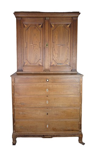 Chest of drawers with upper cabinet - Oak - Frisian style - 1820
Great condition
