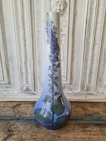 Royal Copenhagen unique Art Nouveau vase decorated with blue flowers 44 cm.