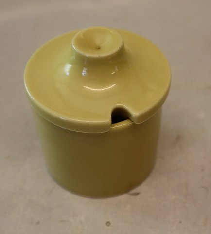 22262 RC Salt jar yellow glaze 8 cm with lid Gerd Boegelund May 1966 Royal 
Copenhagen Art Pottery
