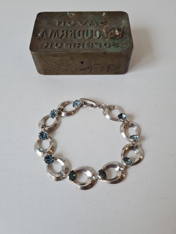 Hermann Siersbøl vintage armbånd i sterlingsølv med lyseblå sten