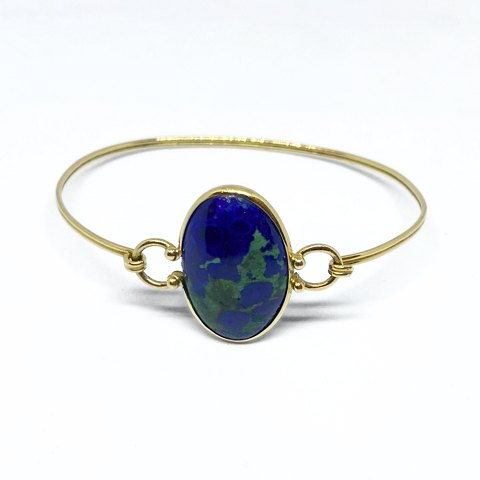 Bangle in 14k gold set with azurit