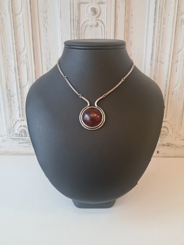 N.E.From vintage necklace in sterling silver with amber pearl