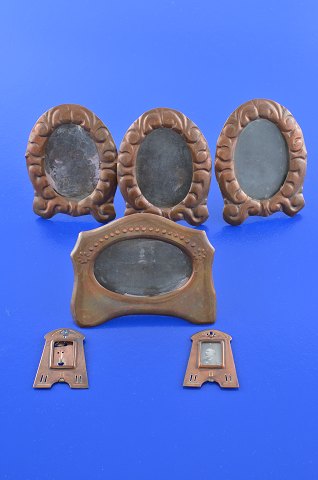 Six old copper photo frames