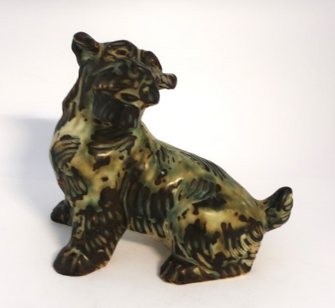 Royal Copenhagen. Stoneware figure. Dog. Knud Kyhn. Model 20129. Length 16 cm. 
(2 quality). See photo.