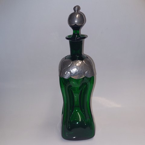 Green glass "kluk-bottle or dekanter from Holmegaard