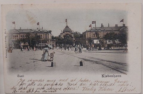 Postkort: Motiv foran Tivoli i 1903