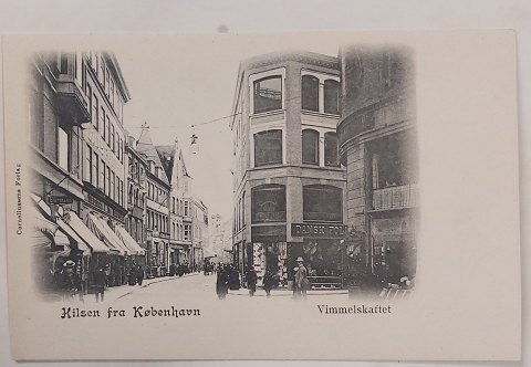 Postkort: Motiv fra Strøget Vimmelskaftet ca. 1910
