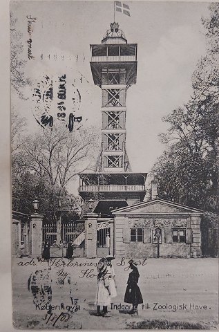 Postkort: Indgangen til Zoologisk Have I 1908