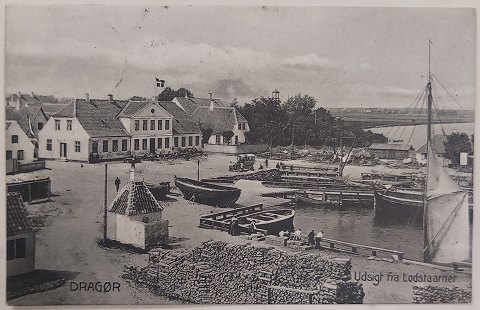 Postkort: Udsigt fra Lodstårnet i Dragør 1906