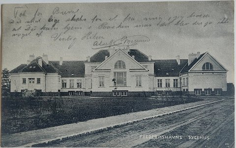 Postkort: Motiv med Frederikshavns sygehus i 1911