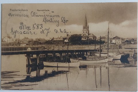 Postkort: Havnebillede fra Frederikshavn i 1912