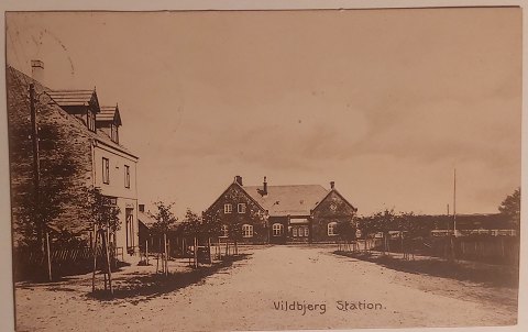 Postkort: Vildbjerg station i 1916