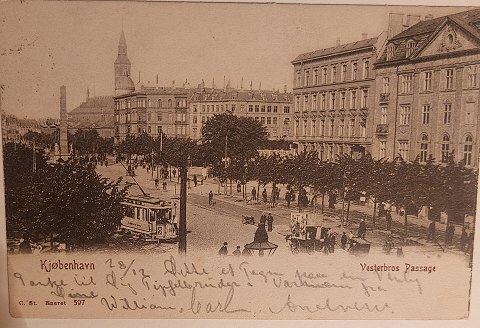 Postkort: Liv ved Vesterbro Passage i 1903