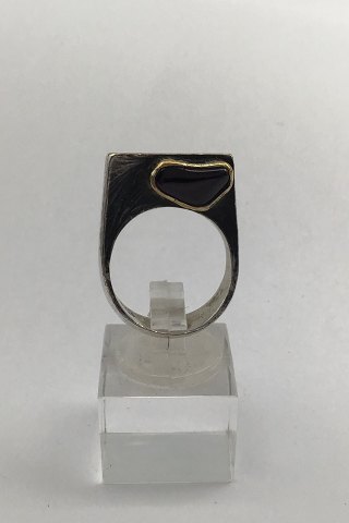 (Ole W Jacobsen) Sterling Silver / Gold Ring with gemstones