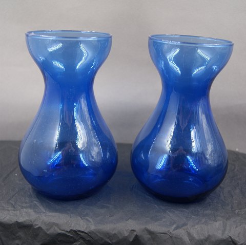 Buttede Hyacintglas, Zwiebelglas, Løg glas i blåt glas 14cm