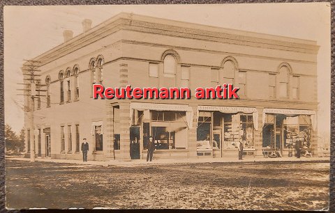 Postcard: Storefronts in Thornton, Iowa, U.S.A. in 1909