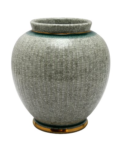 Vase krakelé med grønne kanter, Royal Copenhagen