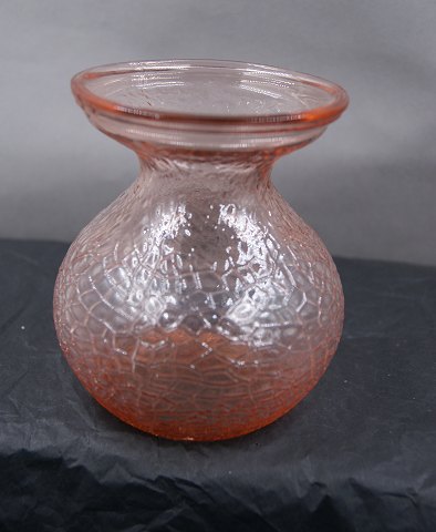 Buttet Hyacintglas, Zwiebelglas, Løg glas i let lyserødt glas med netmønster 
11,5cm