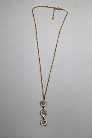 Georg Jensen Sterling Silver Gilt Necklace with Daisy Pendant