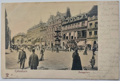 Postkort: Amagertorv "Strøget" i 1904